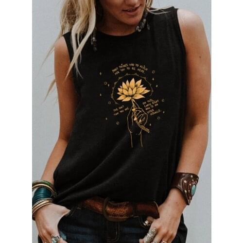 Many things had to align for you to be here Tank top artistic Lotus Sleeveless T-shirt Women fashion casual vintage Top