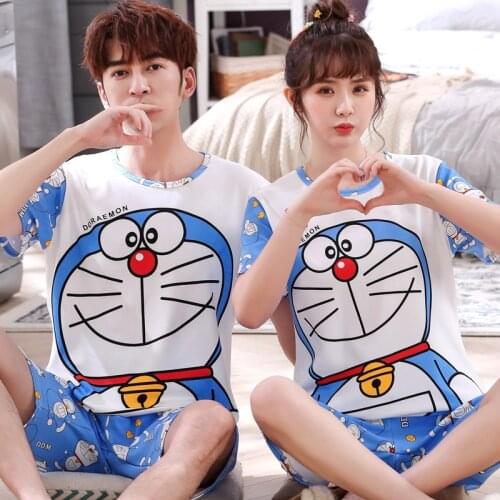 Womens pajamas Summer cartoon Couples lounge sleep pajama Set sleepwear
