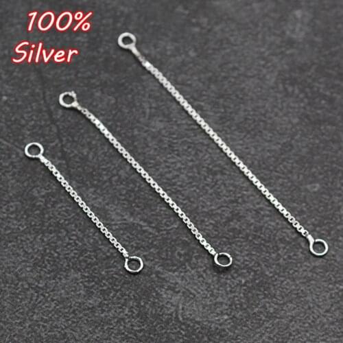 2pcs Handmade Real 925 Sterling Silver Color Dangle Charms Ear Wire 3 4 5CM Ear Chains With Loop DIY Women Jewelry Making
