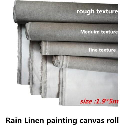 1.9mx5m big heavy roll of rain linen primed white stretchable quality canvas for professional painting