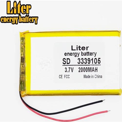 1pcs3.7V,2000mAH,3339105 polymer lithium ion / Li-ion battery for tablet pc,POWER BANK;GPS,e-book,speaker