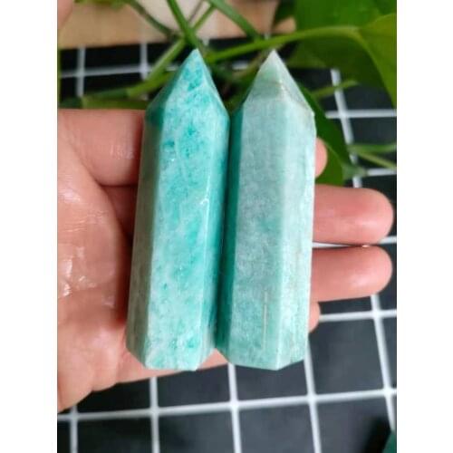 1pcS 5CM-8CM Natural Crystal Point Amazonite Stone Healing Obelisk Quartz Wand Green Ornament for Home Decor Reiki Energy Stone