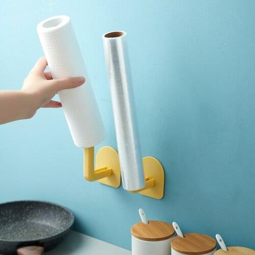 1Piece Bathroom Kitchen Self-adhesive Accessories Under Cabinet Lid Rack Paper Roll Rack Towel Holder Tissue Hanger Storage Rack