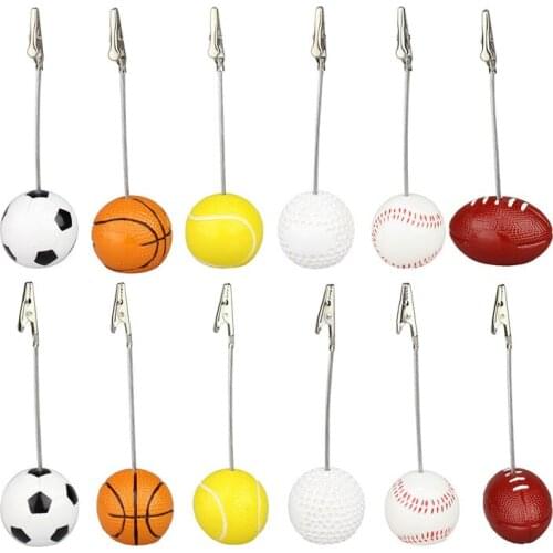 100pcs Fashion Sport Game Ball Stand Alligator Wire Memo Photo Clip Table Place Card Holder Event Party Favor ZA5524