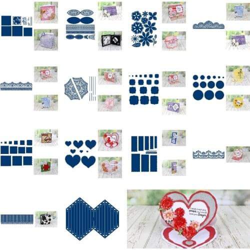 3D Lace Flowers Pleated Circle Square Heart Rectangle Metal Cutting Dies Mold Various Card Series Scrapbooking Craft 2021 New