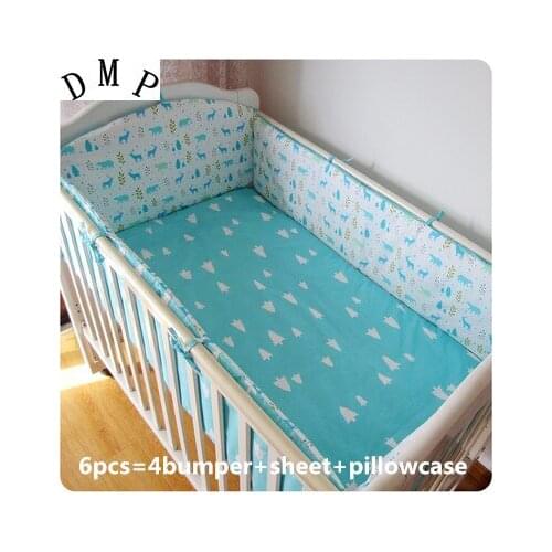 6/7PCS 100% cotton baby bedding set piece unpick and wash, toddler bed cot bedding kit baby bed around,120*60/120*70cm