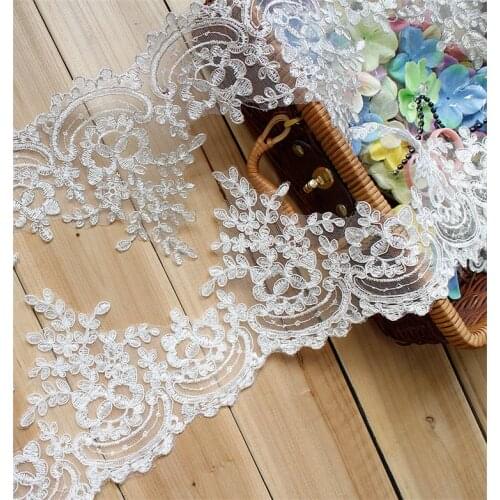 6 Yards New Cord Alencon Mesh Lace Trim With Floral For Bridal Veils, Gloves, Costume,or Jewelry Design