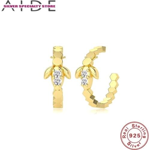 Aide New Design 925 Sterling Silver Earring For Women Pendiente Plata CZ Insect Clip Earing Luxury Jewelry Ciffs Earings Gifts