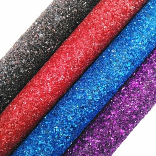 Amonglitter Red and Purple Chunky Glitter Leather Fabric Sheets, Glitter Fabric for DIY Bows Bags Shoes 21x29cm A4 size MB020