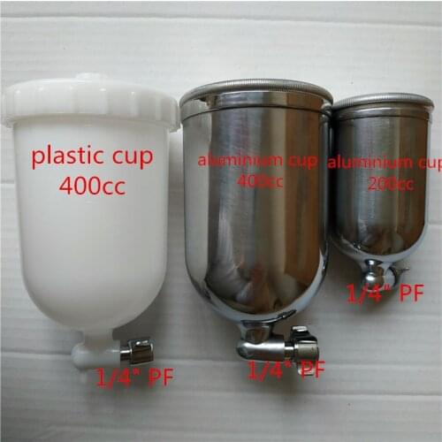 Free shipping 400cc plastic cup 400cc aluminium cup 200cc aluminium cup spray gun bottle painting barrel 1/4" PF easy to handle