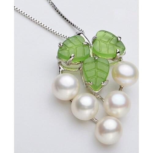BSL Fine Jewelry Unique 925 Sterling Silver Chains Natural Freshwater Pearl Necklace Pendants For Women, Grape Shape Pendant