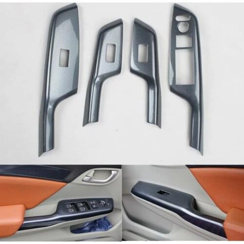For Honda Civic 9th 2012 2013 2014 LHD Car Door Armrest Window Lift Switch Button Decoration Cover Stickers Car Styling ABS