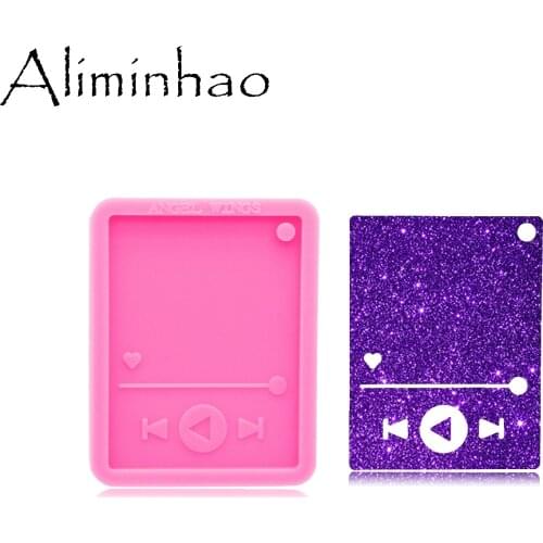 DY0695 Glossy Resin 7.5cm Player Mold Epoxy Craft Keychain , 3.6cm Music Silicone Moulds For Phone Grip, DIY Jewelry Making