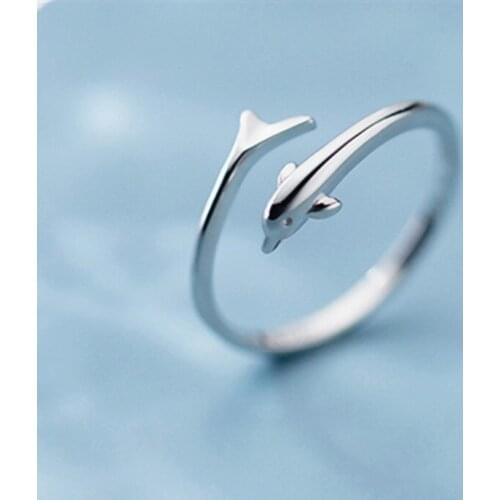 Ocean Smooth Sweet Lovely Dolphin Ring Silver Plated Opening Ring Charm Womens Beach Leisure Party Jewelry Birthday Gift