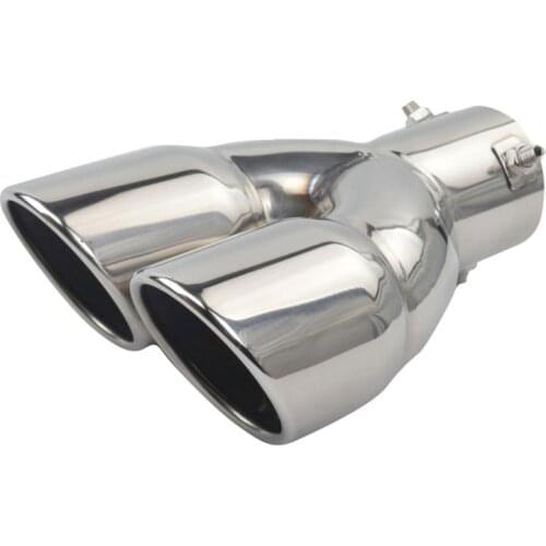 Muffler exhaust Dual Exhaust Tip Tailpipe 2.5 Inch Inlet 3" outlet 8.1" Length Polished Stainless 1.2mm Thickness (Double Wall S