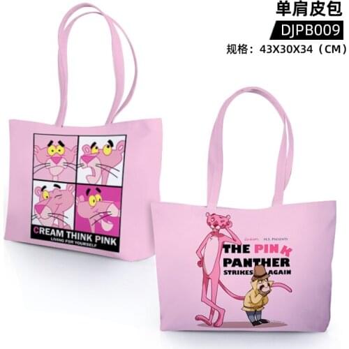 IVYYE Pink Panther Fashion Anime Shoulder Bag Casual Shopping Bags Cartoon Handbag Travel Lady Girls