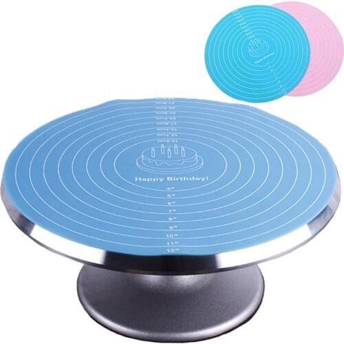 Cake Turntable Stand Mat Round Silicone Baking Mat Sheet for Rolling Dough Macaroo Pizza Dough Non-Stick Maker Holder Pastry