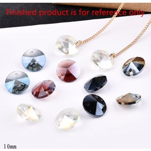 Diy color round slice 10mm single hole glass beads 50pcs/lot necklace/bracelet/ear Jewelry charms accessory