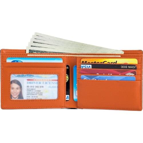 M68C Mens Business Leather Wallet Pocket Credit Card Holder Clutch Bifold Purse with ID Window