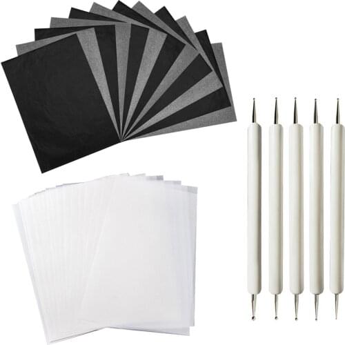 100 Sheet A4 Reusable Carbon Transfer Papers + 50 Sheet Tracing Papers + 5PCS Embossing Stylus for Canvas Wood Glass Ceramic