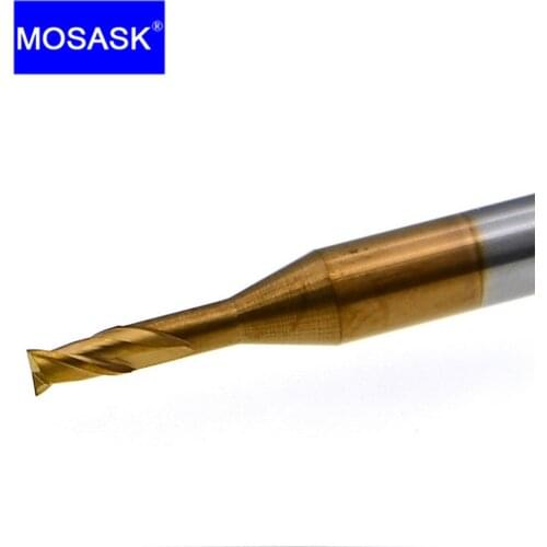 MOSASK 2 Flutes HRC60 micro 0.5MM 0.6MM Processing Stainless Steel Cemented Carbide Small Path Milling Cutter