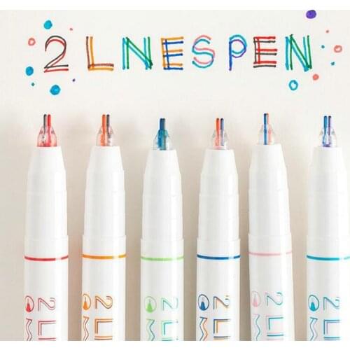 Creative Double Line Outline Pen Two Colors A Pen Fine Liner Pes Lettering Calligraphy Pen Set DIY Scrapbooking Out Line Pen