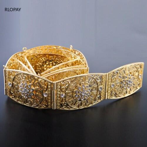 New Model Zinc Alloy Waist Chain with Color Rhinestone for Women Chic Caftan Belts In Morocco Style Wedding Jewelry