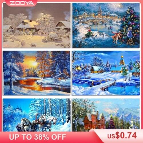 New Arrival 5D Round Diamond Painting Cross Stitch Snow House Kit DIY Set Embroidery Rhinestone Home Decor Needlework CJ151