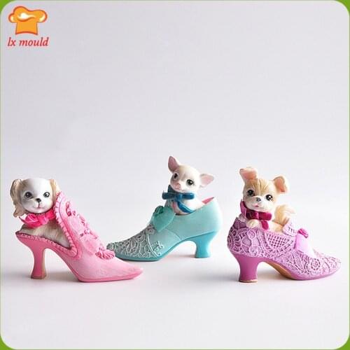 NEW 3D High heels & Dog Silicone Mould Sugar Chocolate Cake Decorating Craft Candle Soap Molds