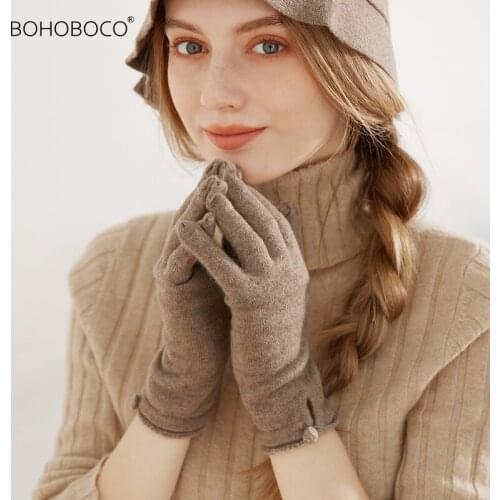 New Women Winter Keep Warm Thin Section Single Layer Plus Cashmere glovesFemale Elegant Soft Gloves