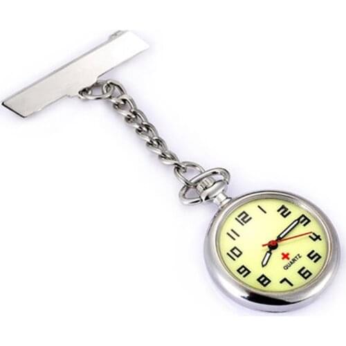 Doctor Moonlight Pendant Pocket Quartz Red Cross Brooch Nurses Watch Fob Hanging Medical Pocket Watch Relogio Clock Stainless