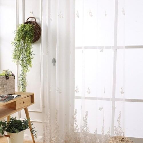Translucent Embroidered Screens Curtains with Yarn for Living Room Bedroom and Study Simple and Modern Curtain Tulle