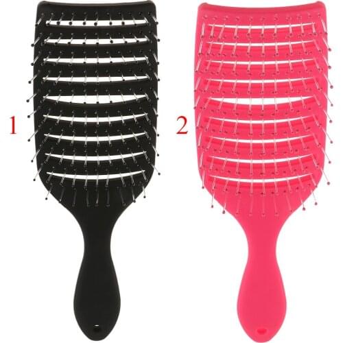 Professional 2 Colors Anti-static Detangling Handle Tangle Comb Salon Hair Styling Curling Tool
