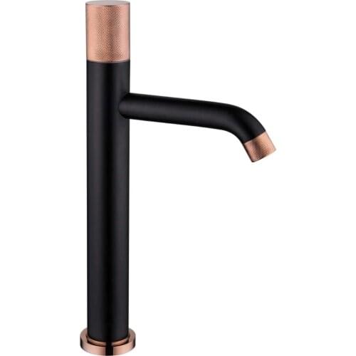 Simple luxury Rose Gold Black plated bathroom sink faucet 5 colors high single hole mixer basin faucet Cold and hot water faucet