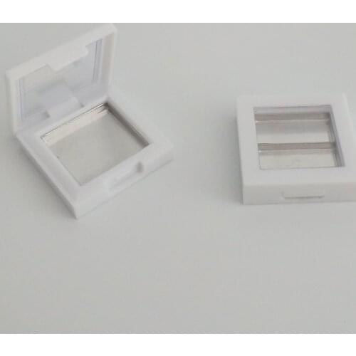 Empty white single square Eyeshadow case DIY lip gloss Box Make up Pallete Refillable case with aluminum pan 50pcs