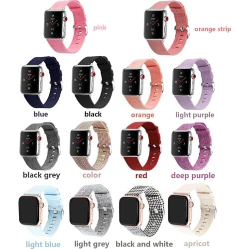 Wristband Strap for Apple Watch 4 3 2 1 Smart Watch 38mm/42mm Canvas Watch Band for iwatch 1/2/3/4 Replacement Bracelet Bands