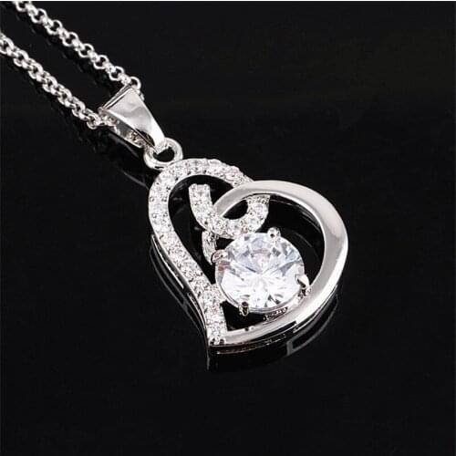 RONGQING 6pcs/lot Elegant Knot Heart Pendant Necklace for Women Zircon Wedding Anniversary Gift Nickel and Lead Free