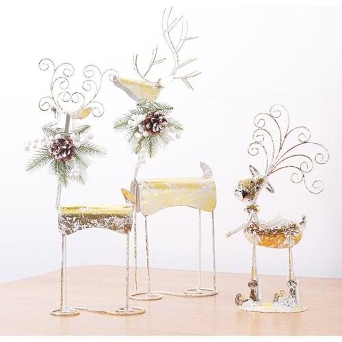 Christmas decoration deer handmade wrought iron gold silver luminous elk ornaments shopping mall hotel window scene decorations