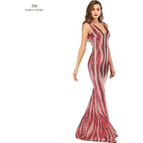 Sexy Prom Dresses Colorful Sequin Mermaid V-Neck Floor-Length Vestidos De Fiesta Prom Party Dress