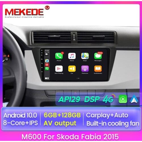 Android 10 System 4G LET 6+128G Car Radio Multimedia Video Player for Skoda Fabia Mk3 2015 2016 2017 2.5D IPS Screen GPS Stereo