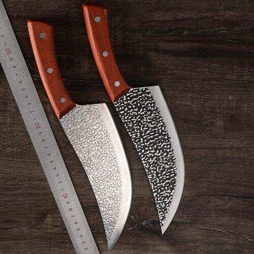 Sowoll 8'' Kitchen Forged Chef Butcher Knife Chopping Gift Box High Carbon Survival Outside Outdoor Hiking Camping Tools Set