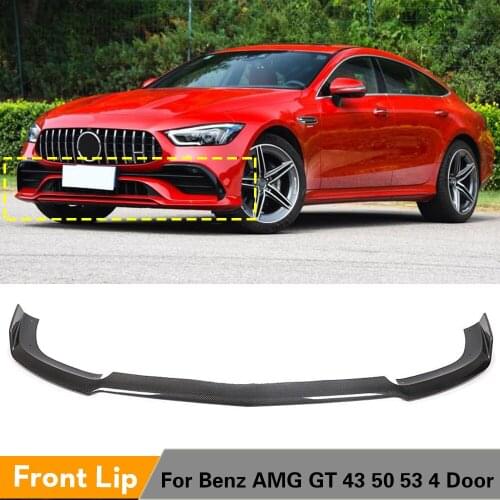 Front Bumper Lip Spoiler for Mercedes-Benz AMG GT 43 50 53 4 Door 2019 2020 Carbon Fiber Car Front Bumper Lip Spoiler Splitters