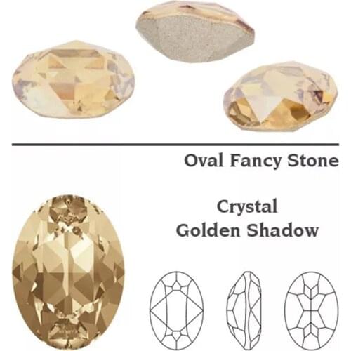 YANRUO 4120 Oval Crystal Golden Shadow GSHA K9 Crystal Fancy Stones With Silver Claws Rhinestones For Wedding Dress