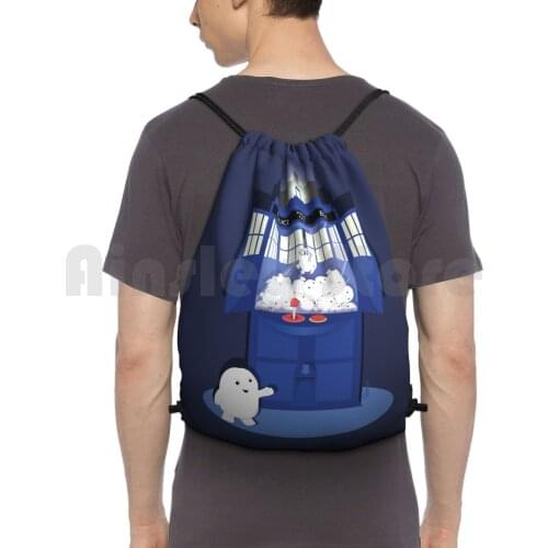 Adipose Claw Machine Backpack Drawstring Bags Gym Bag Waterproof Who Adipose Whovians Geek Nerd Scii Fi Games Mushup