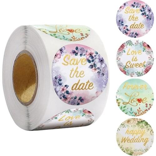 38mm Bronzing Round Wedding Proposal Party Sticker Flower Gift Decoration Envelope Confession Sticker Baking Label Paper Sticker