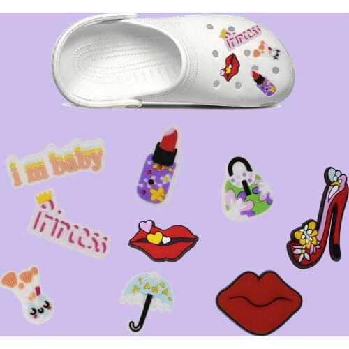 New 10pcs PVC Shoe Charms Shoe Ornament Comestics and Dress Up designs For Croc Bracelet Kids Gift