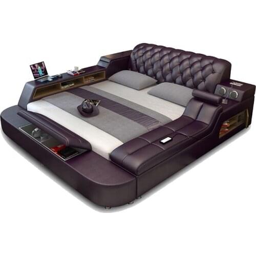Foshan Factory Supply Super Big Tatami Smart Bed on Sale multifunction storage bed with massage music design of leather bed