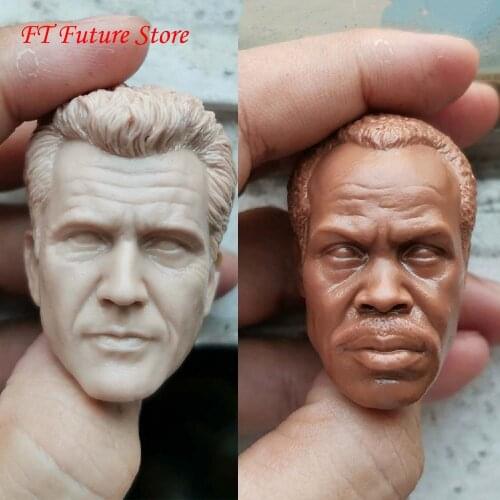 In Stock 1/6 Scale PVC Un-painted Mel Columcille Gerard Gibson/Danny Glover Head Sculpt Carved Accessory Model for 12'' Body
