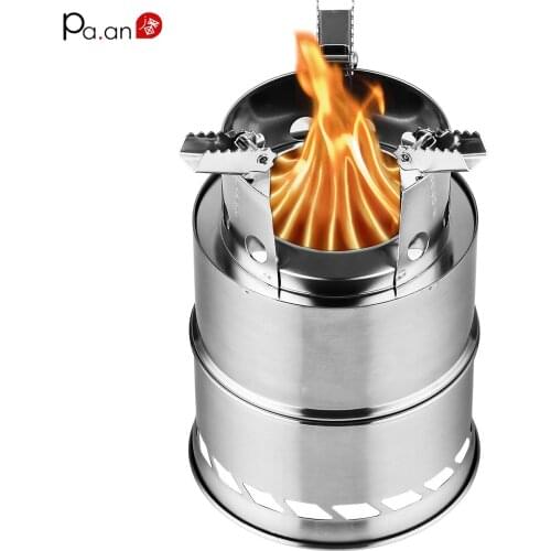 Windproof Camping Stove Fire Wood Alcohol Charcoal Adapted Stainless Foldable Portable Furnace Outdoor Stove Picnic Oven BBQ