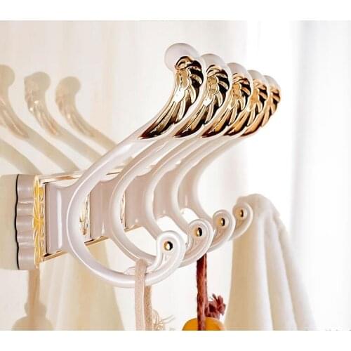 High quality Europe style white and gold Wall Mount 4-8 Hooks robe hook bathroom towel hanger,kitchen rack products